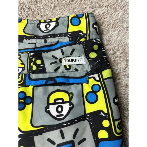 Trukfit Men’s  36 Swim Board Shorts Blue Green Gray Pockets Lil Wayne Pool Party - Picture 12 of 16